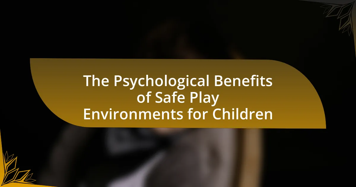 The Psychological Benefits of Safe Play Environments for Children